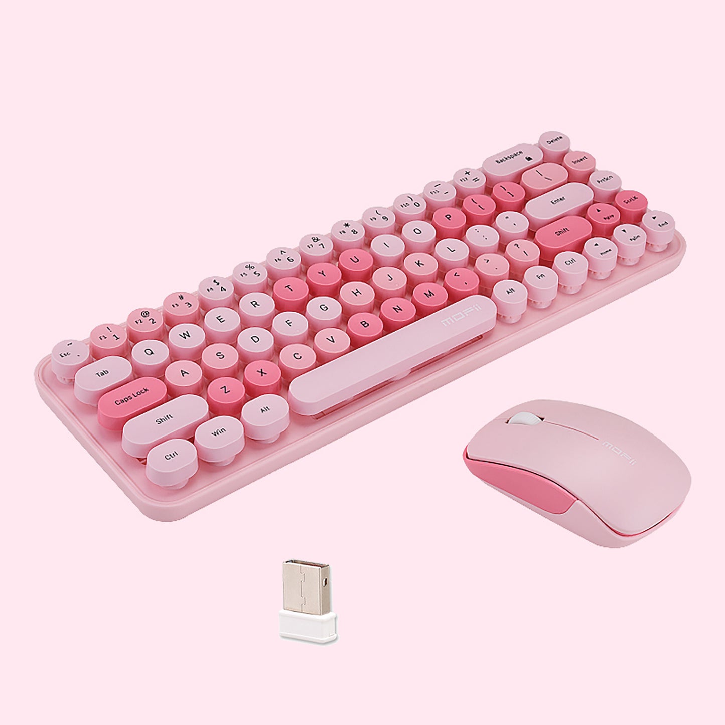 Compact 68 Key Colorful Wireless Keyboard and Mouse Combo