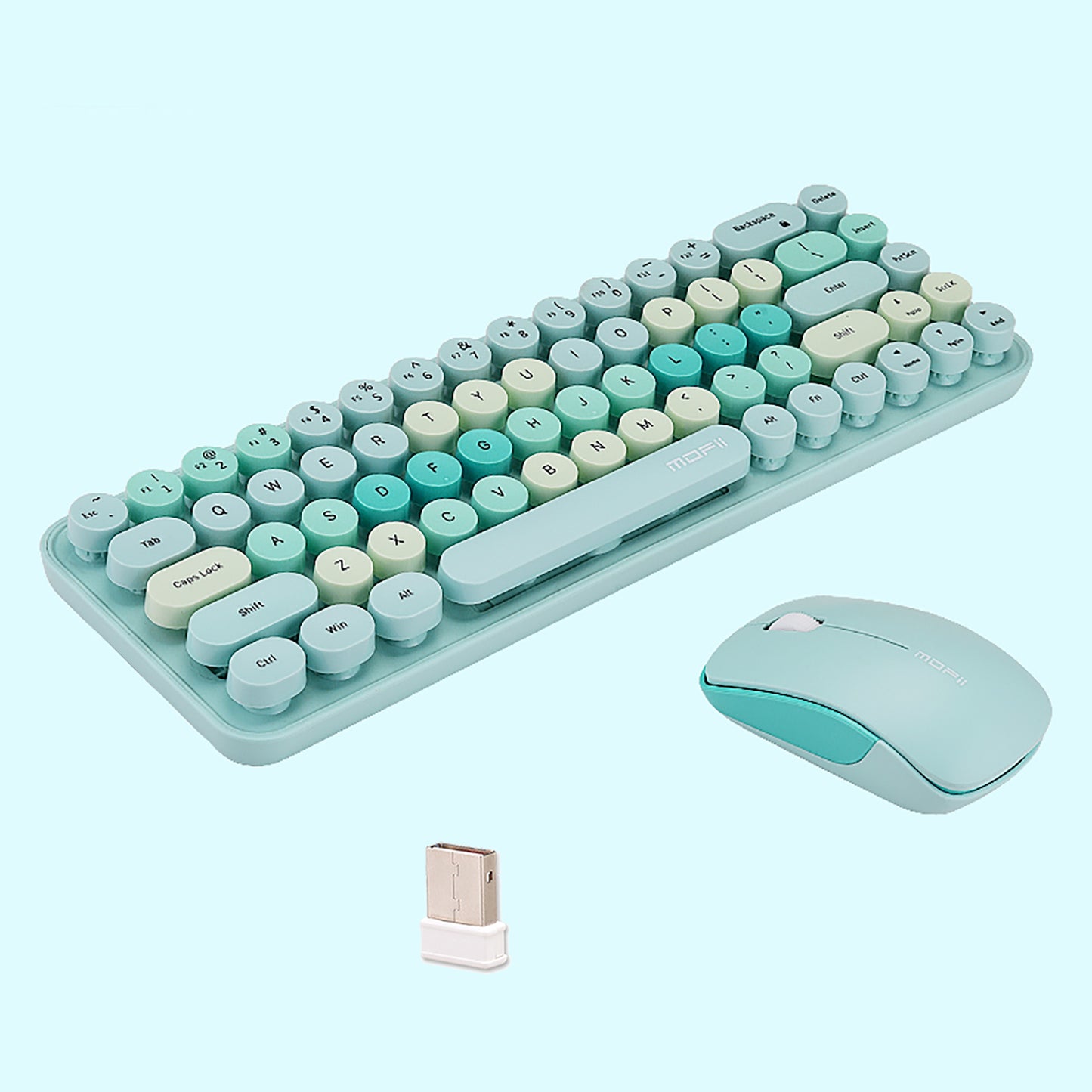 Compact 68 Key Colorful Wireless Keyboard and Mouse Combo