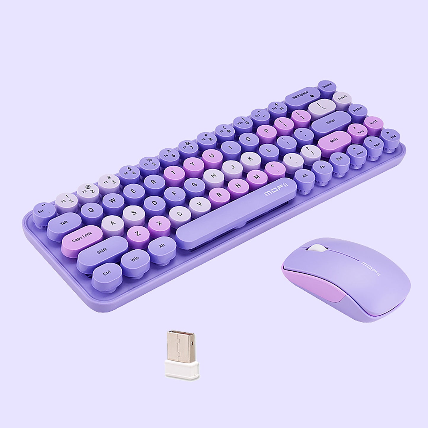 Compact 68 Key Colorful Wireless Keyboard and Mouse Combo