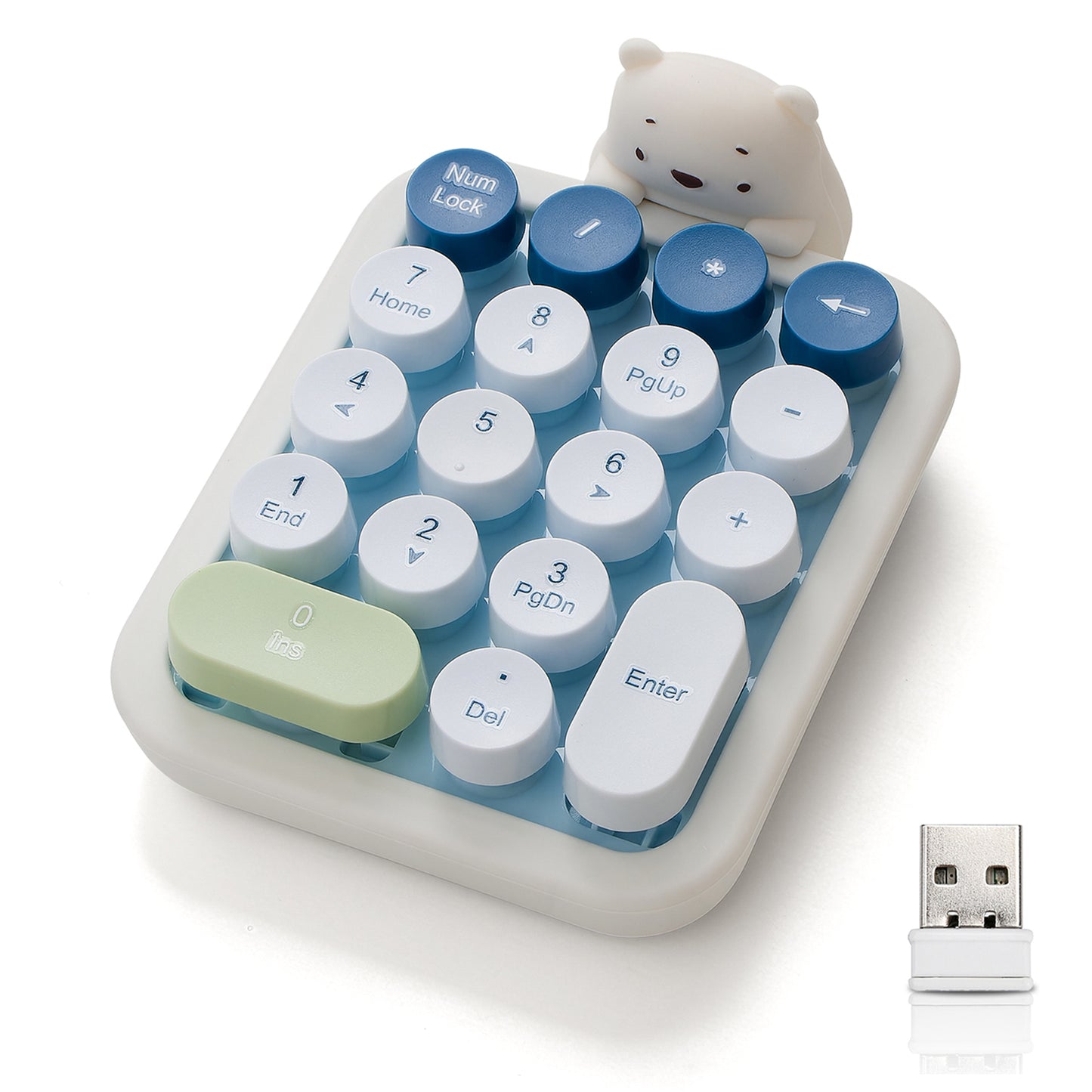Colorful Wireless Numeric Keypad with Bear Silicone Case, Cute Bubble Numpad