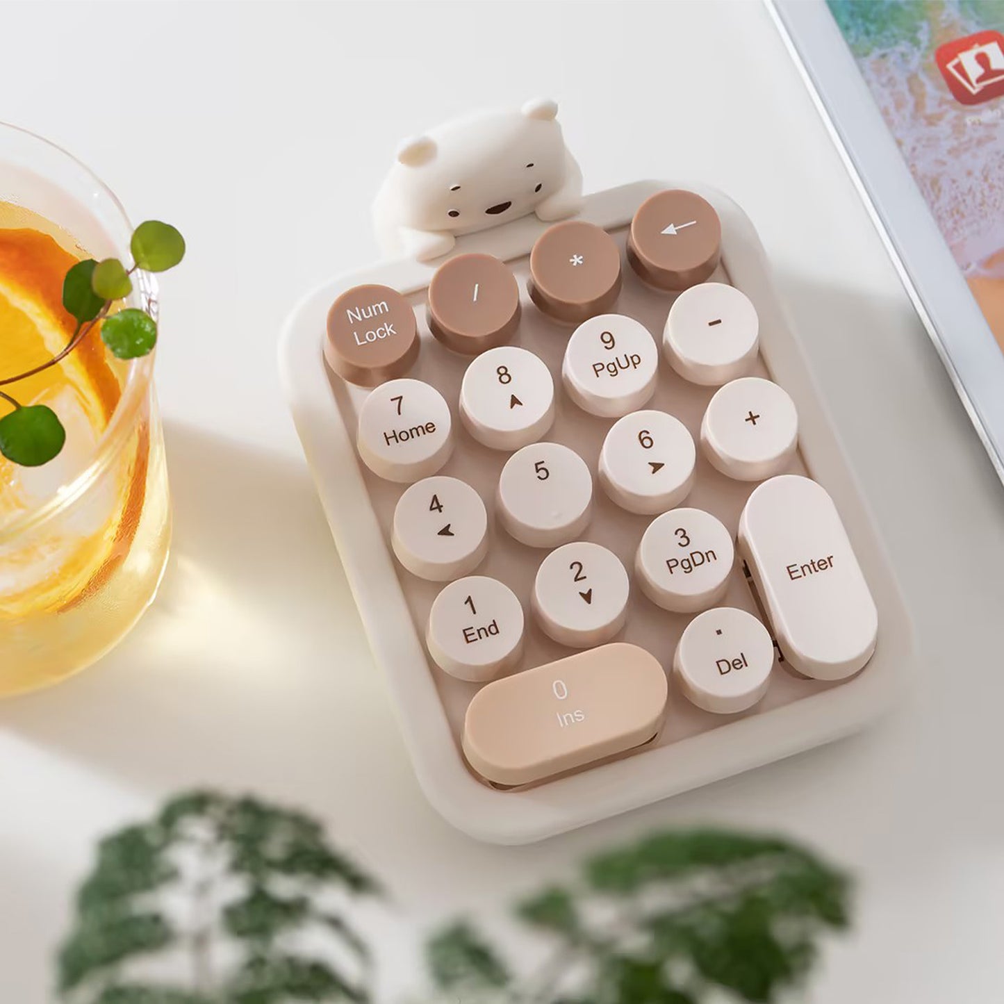 Colorful Wireless Numeric Keypad with Bear Silicone Case, Cute Bubble Numpad