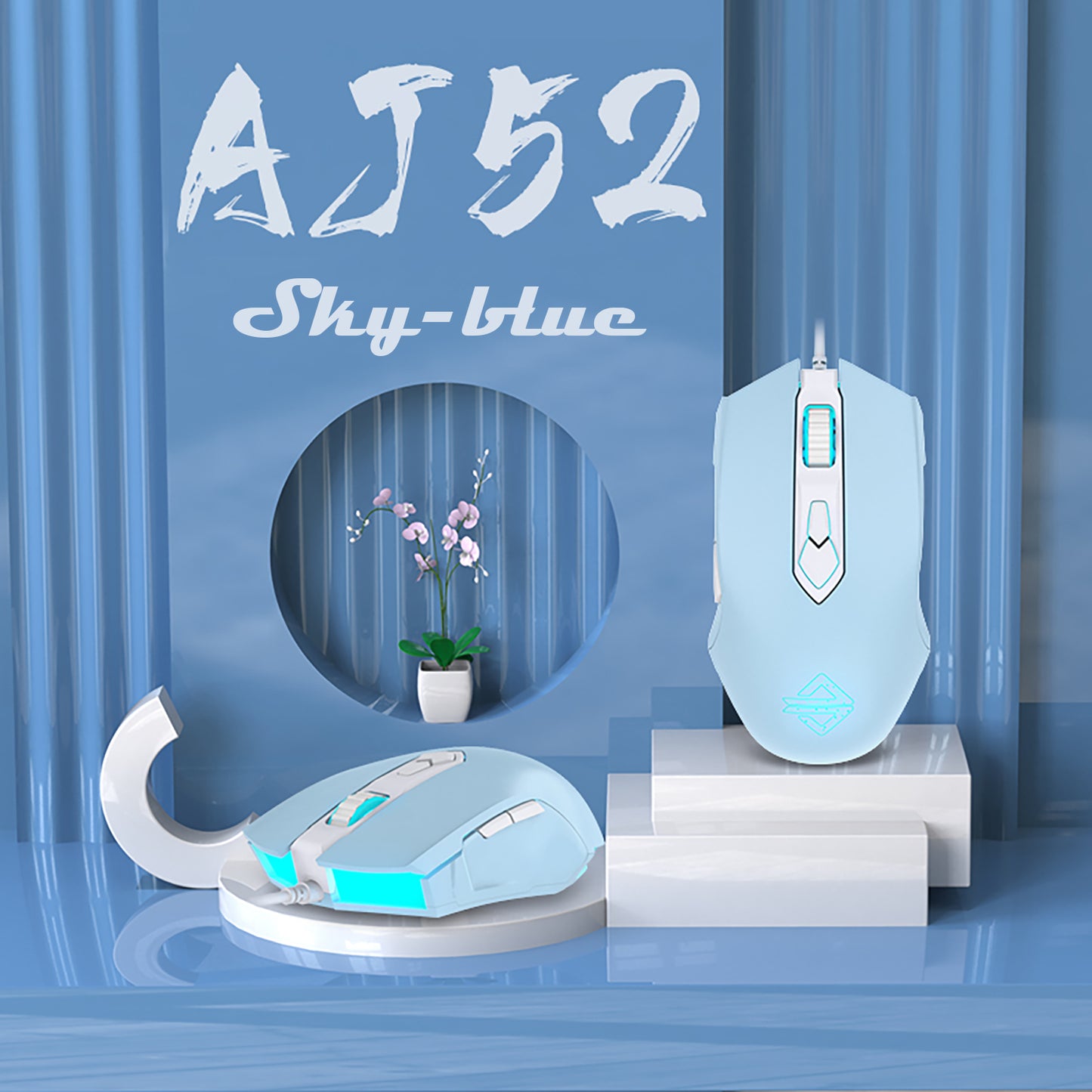 RGB Wired Gaming Mouse, Aesthetic Girls Mouse