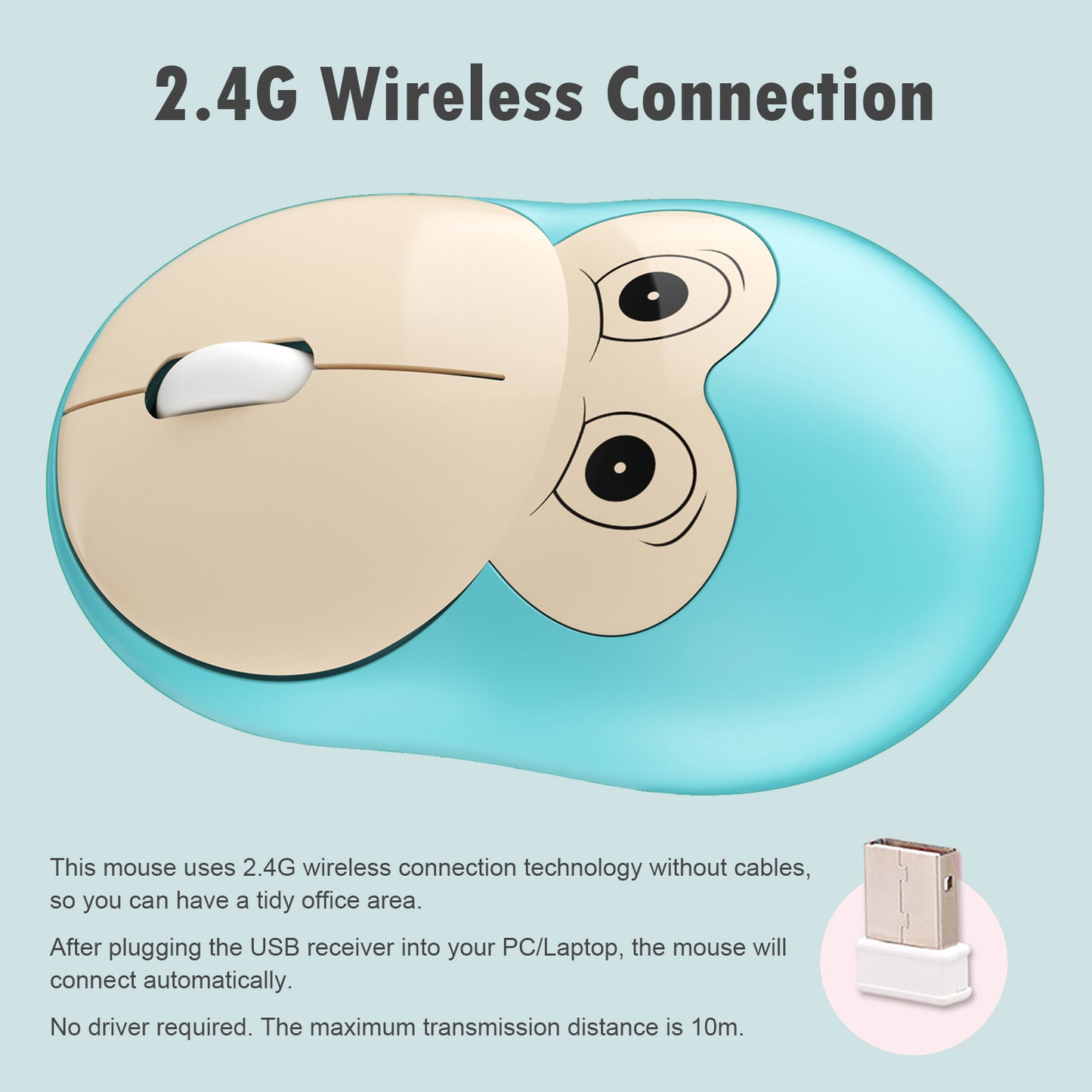 Cute Monkey Wireless Mouse, Lightweight Silent Kids Mouse