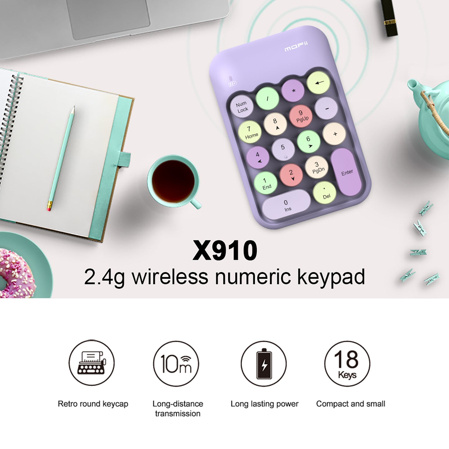 Colorful Wireless Numeric Keypad, Cute Bubble Numpad
