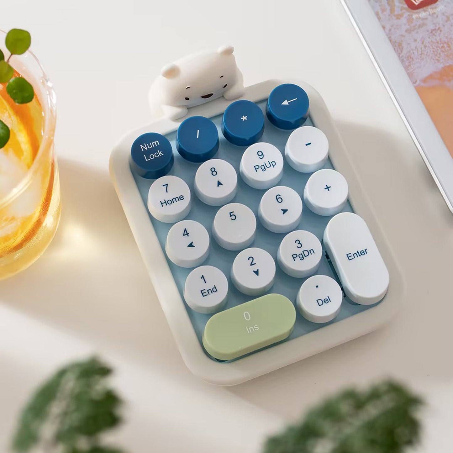 Colorful Wireless Numeric Keypad with Bear Silicone Case, Cute Bubble Numpad