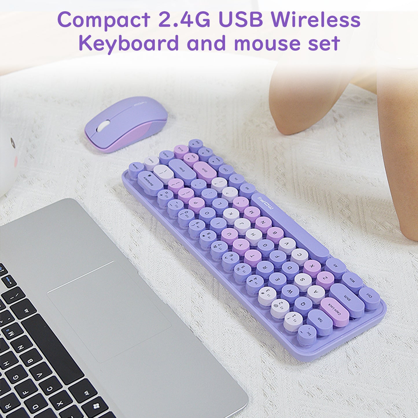 Compact 68 Key Colorful Wireless Keyboard and Mouse Combo