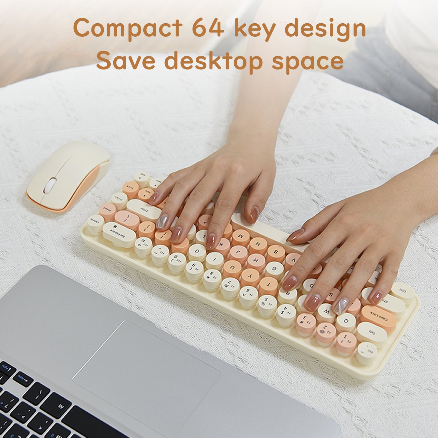 Compact 68 Key Colorful Wireless Keyboard and Mouse Combo