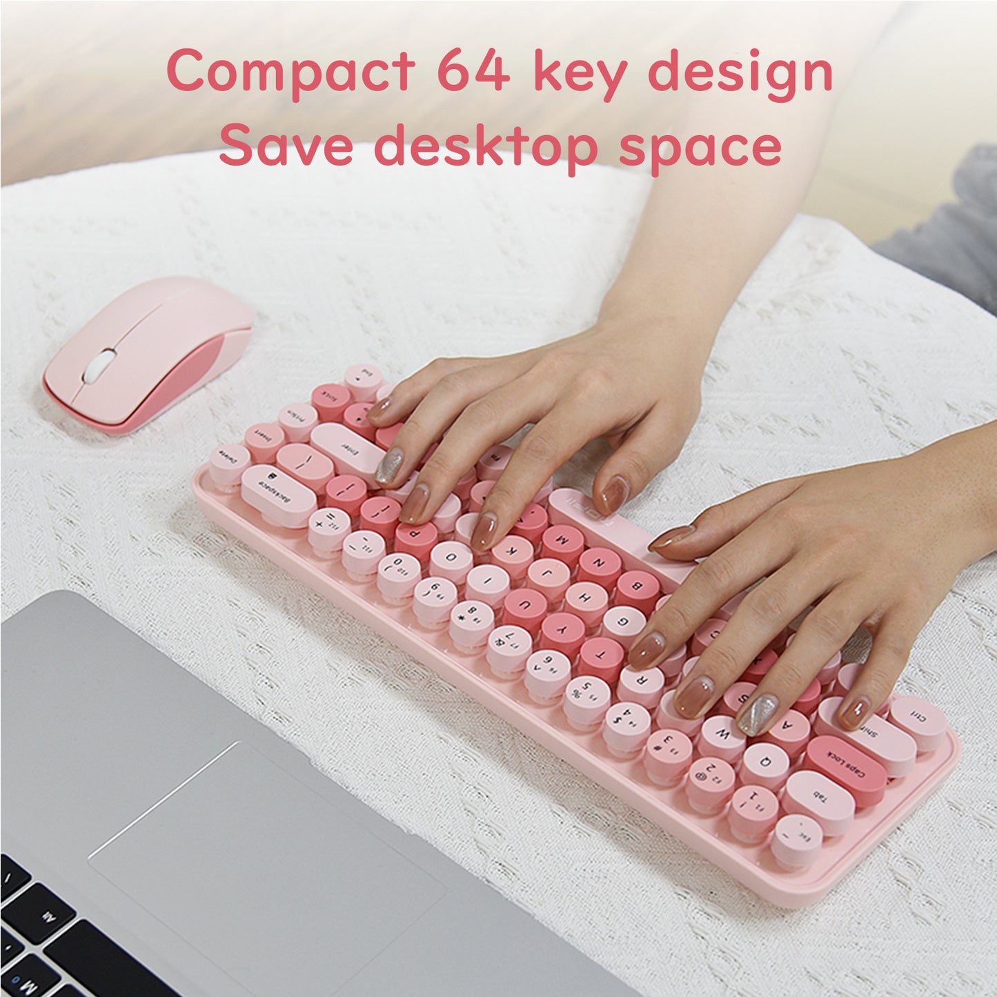 Compact 68 Key Colorful Wireless Keyboard and Mouse Combo
