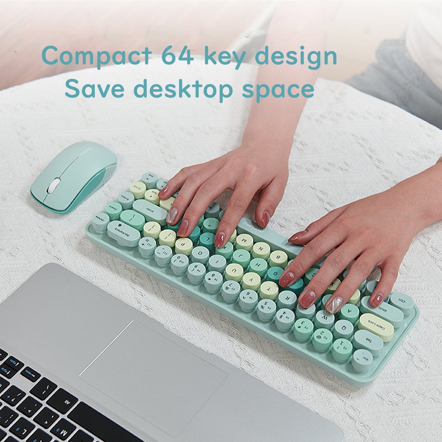 Compact 68 Key Colorful Wireless Keyboard and Mouse Combo