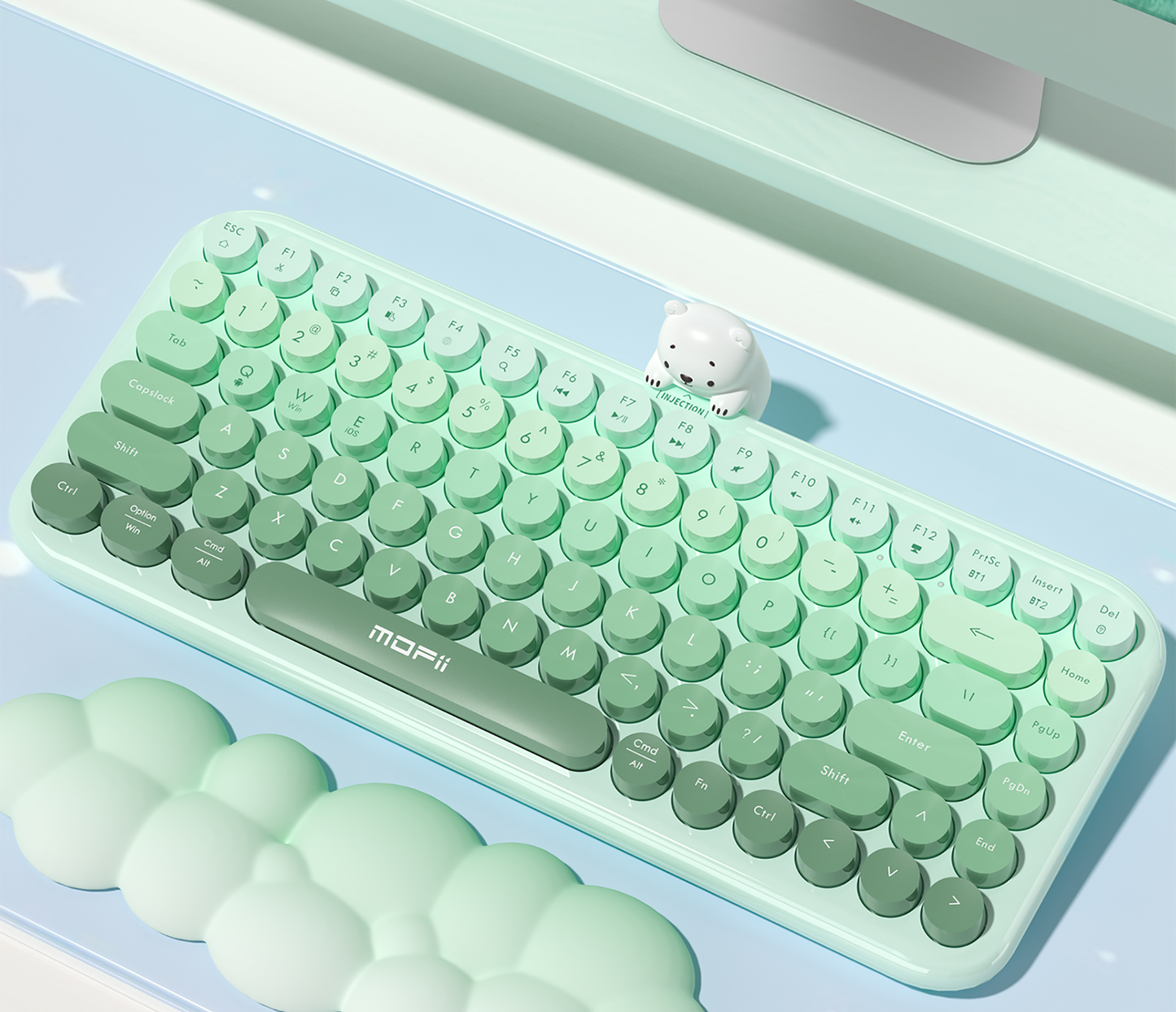 Colorful Dual Mode Wireless Keyboard with Magnetic Bear