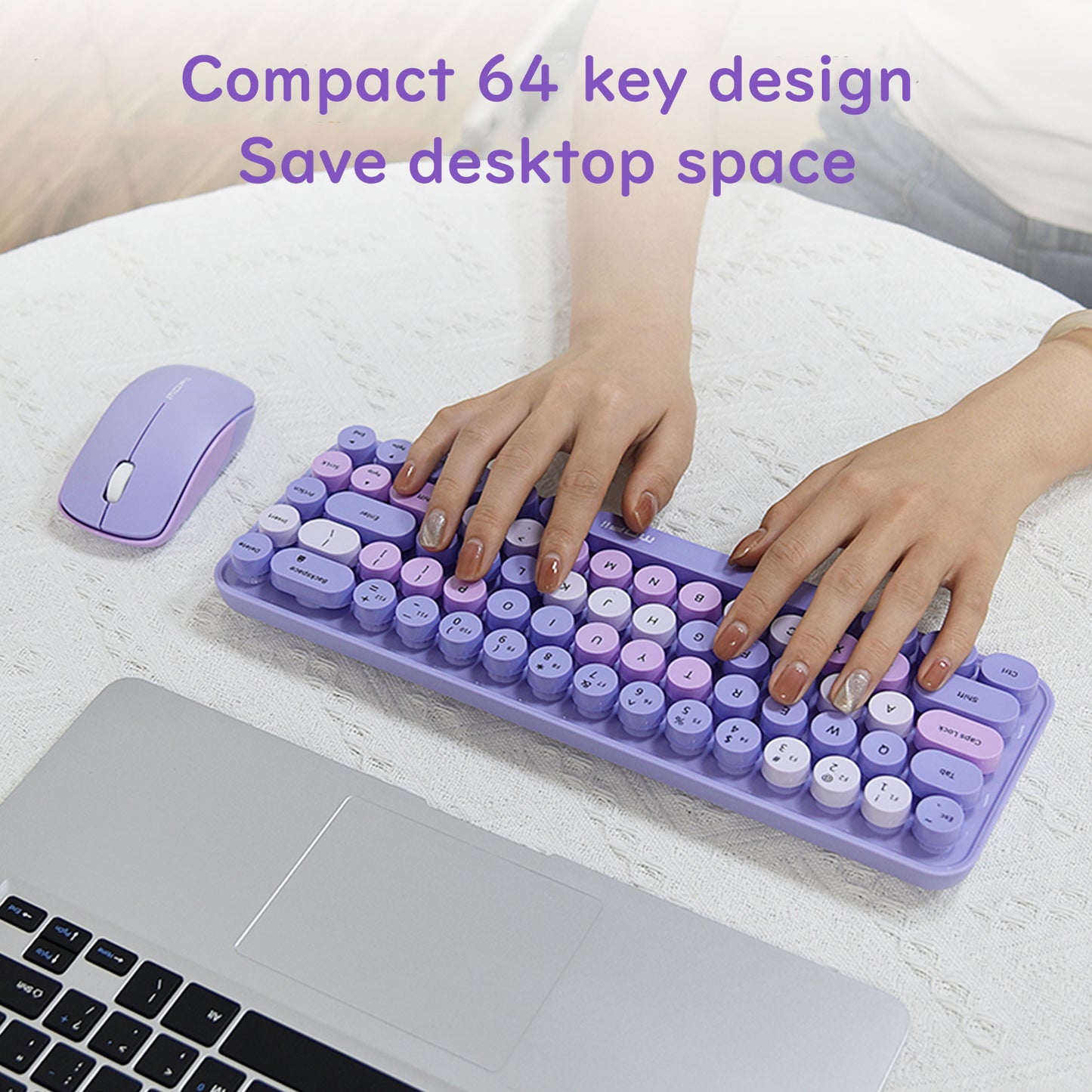 Compact 68 Key Colorful Wireless Keyboard and Mouse Combo
