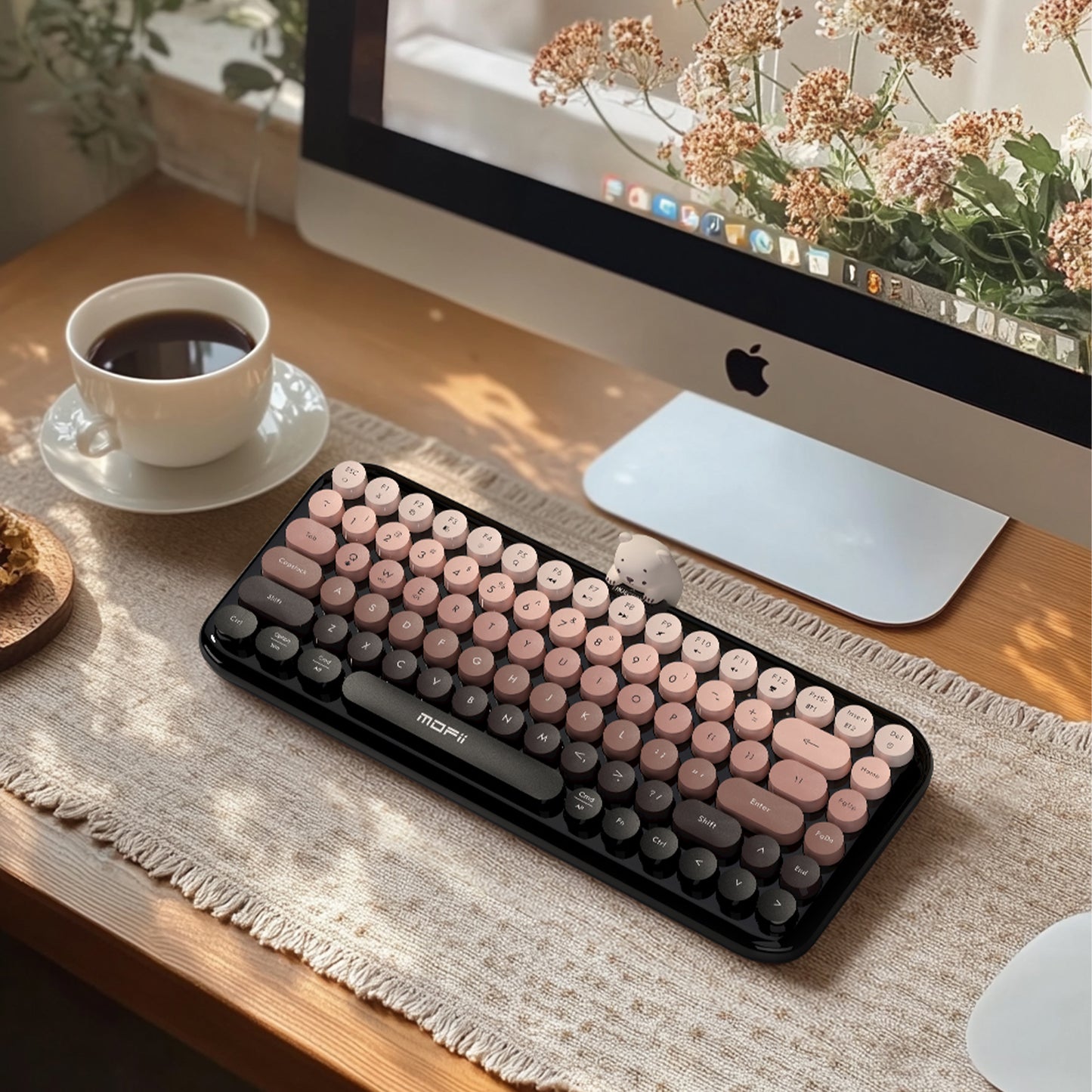 Colorful Dual Mode Wireless Keyboard with Magnetic Bear