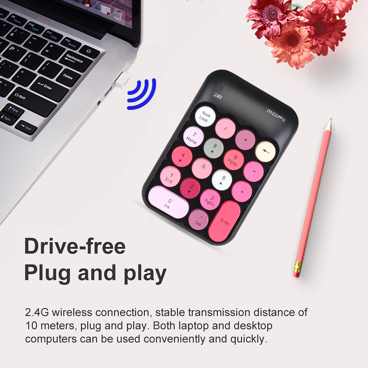 Colorful Wireless Numeric Keypad, Cute Bubble Numpad