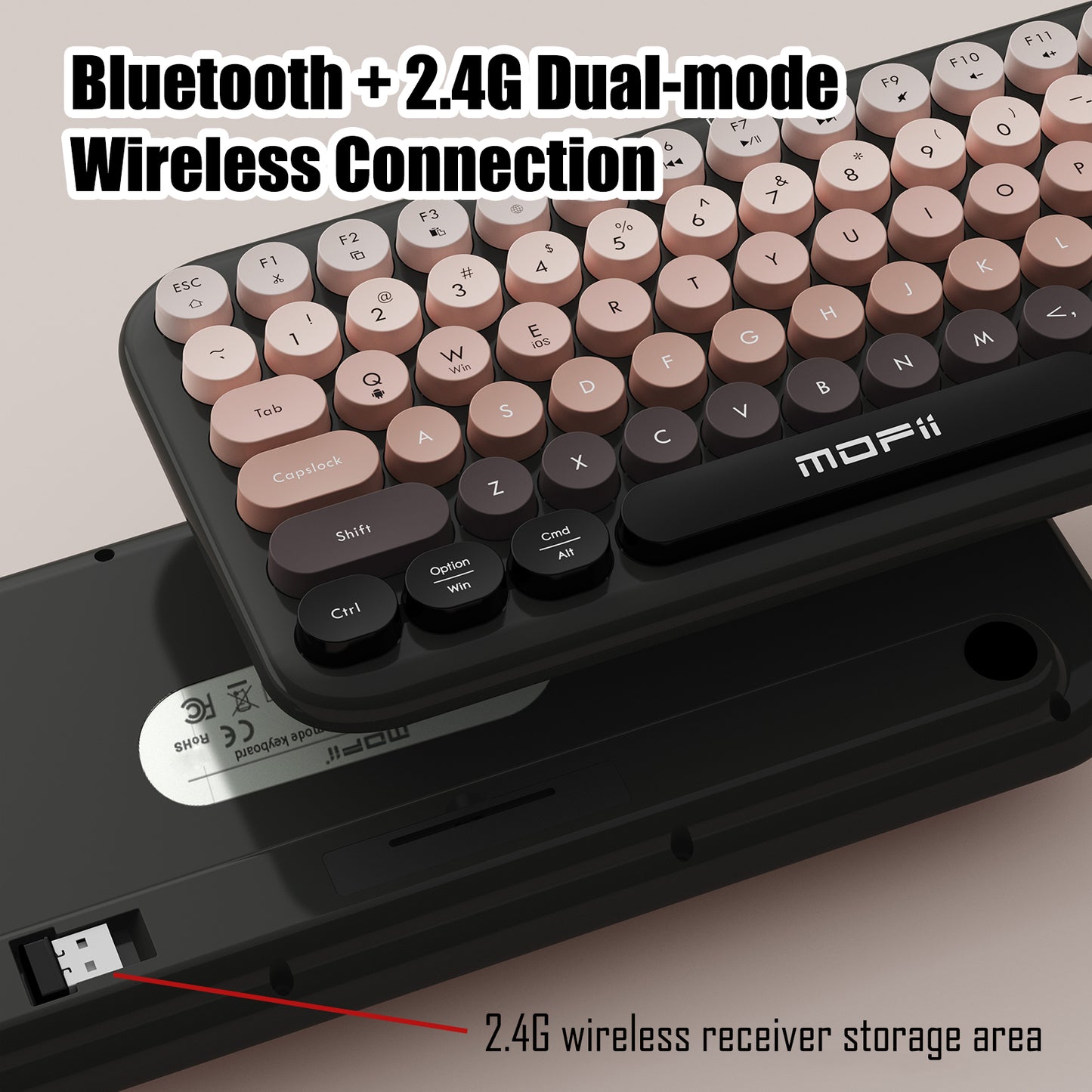 Colorful Dual Mode Wireless Keyboard with Magnetic Bear