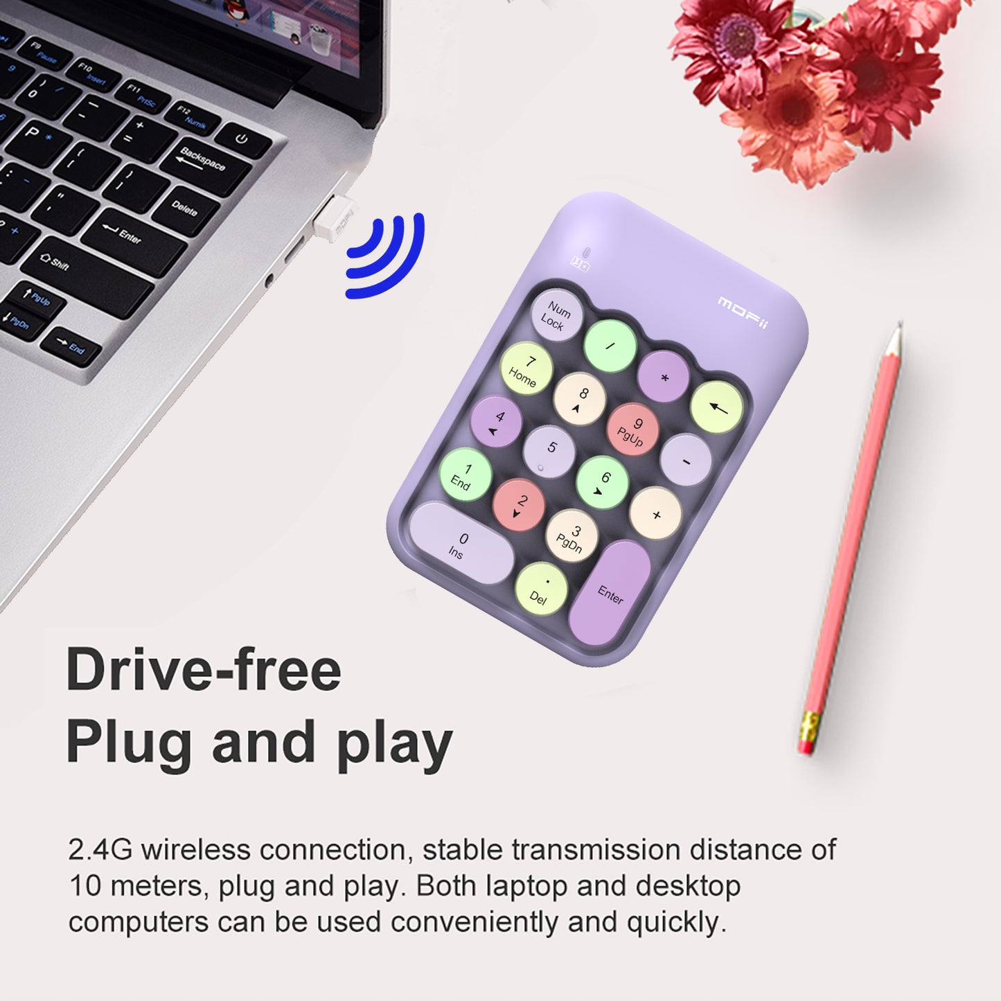 Colorful Wireless Numeric Keypad, Cute Bubble Numpad