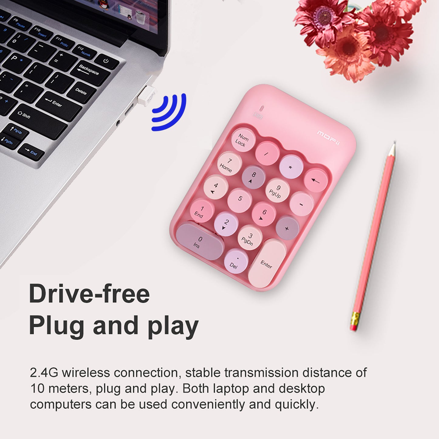 Colorful Wireless Numeric Keypad, Cute Bubble Numpad