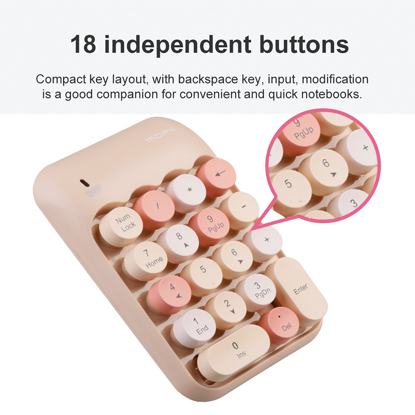 Colorful Wireless Numeric Keypad, Cute Bubble Numpad