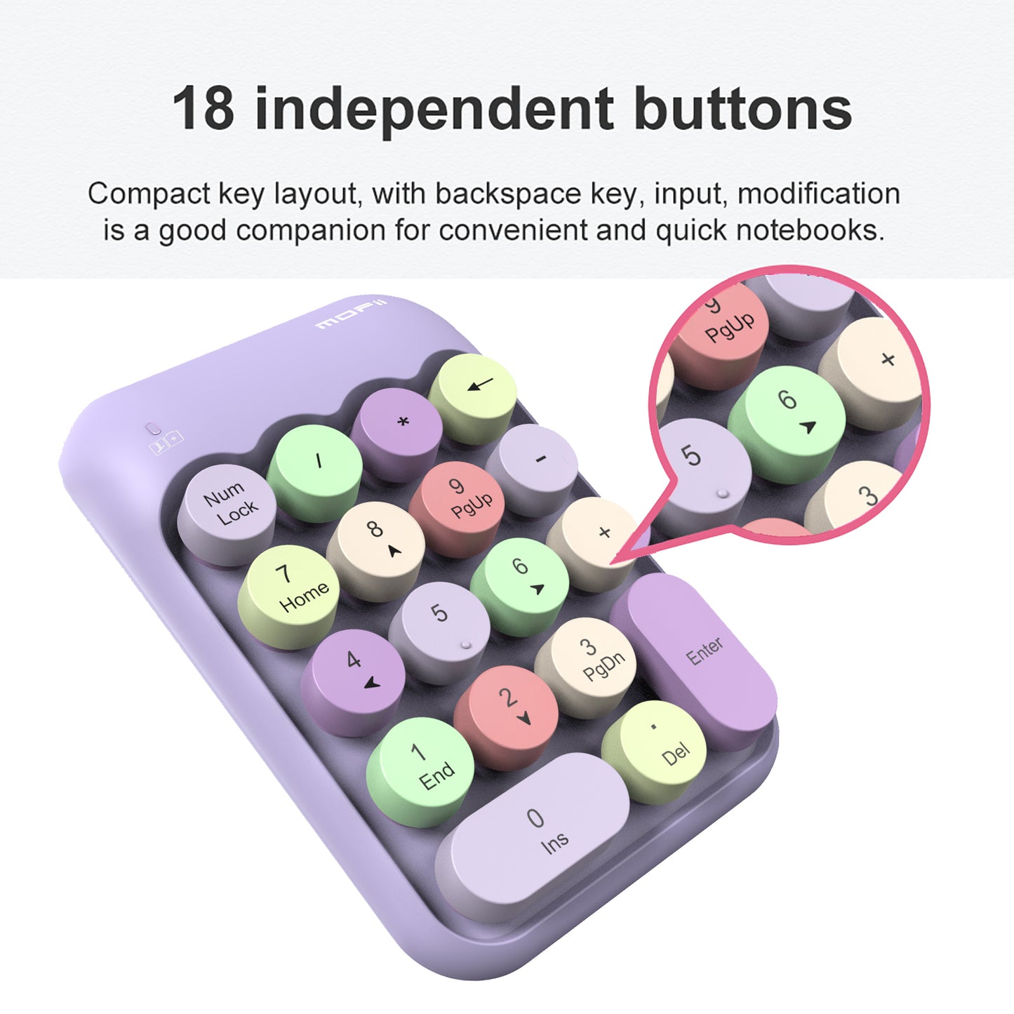 Colorful Wireless Numeric Keypad, Cute Bubble Numpad