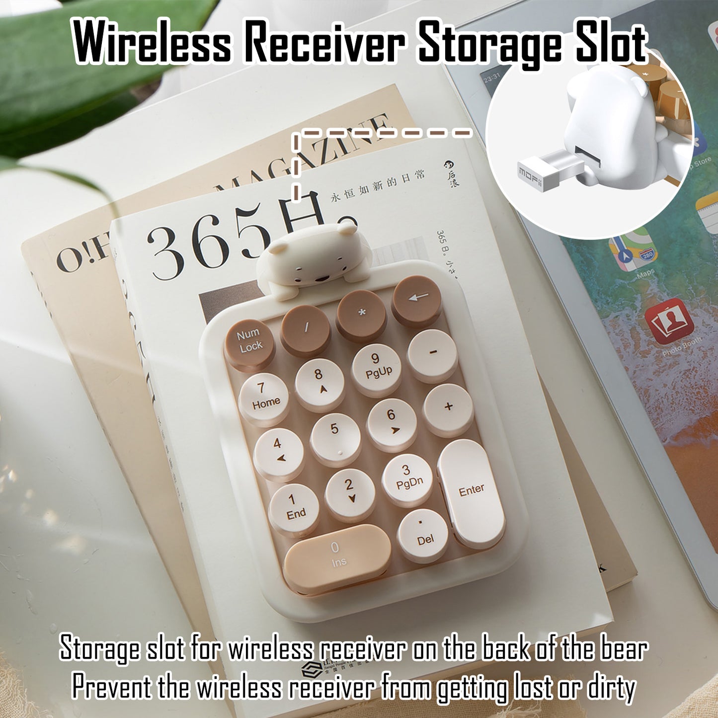 Colorful Wireless Numeric Keypad with Bear Silicone Case, Cute Bubble Numpad