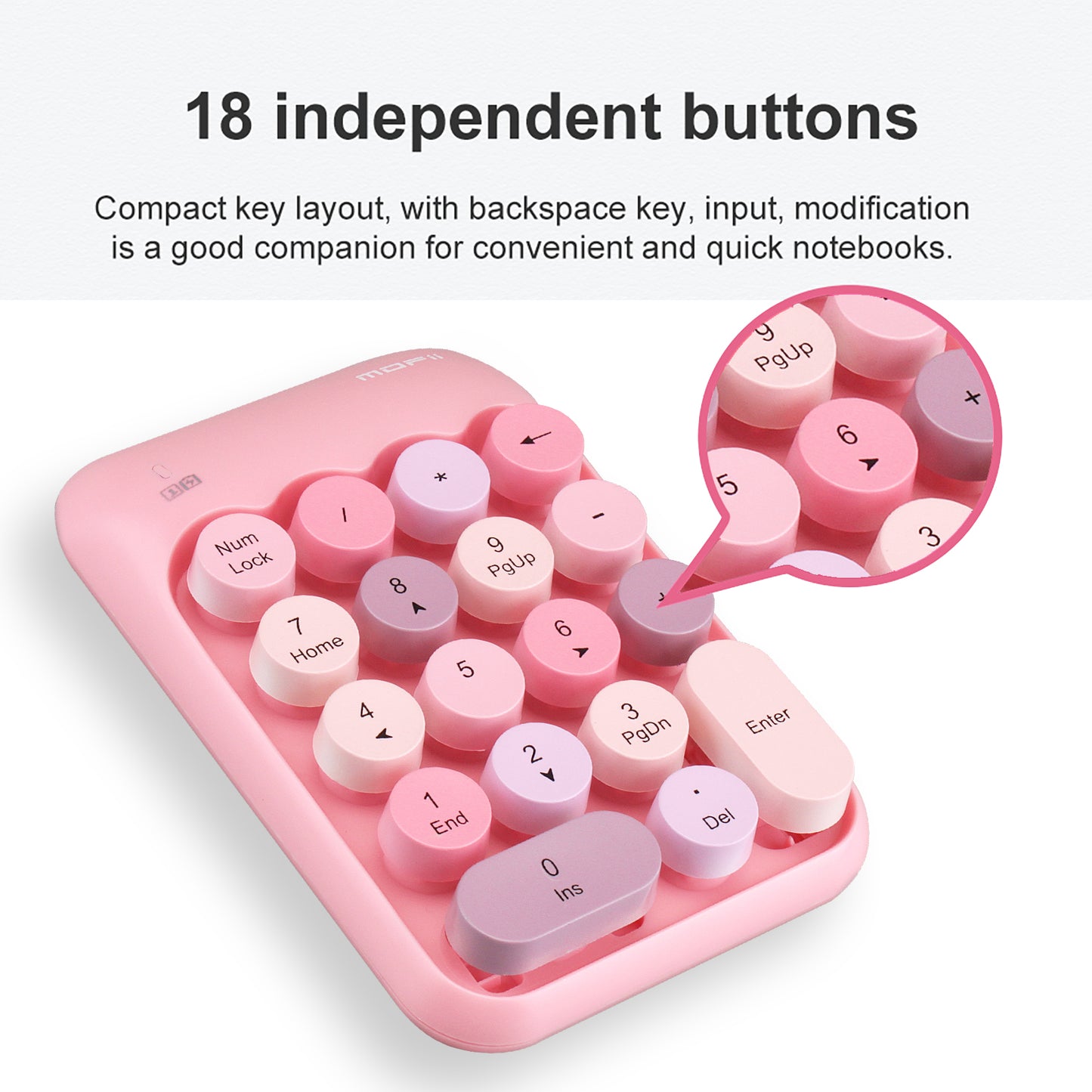 Colorful Wireless Numeric Keypad, Cute Bubble Numpad