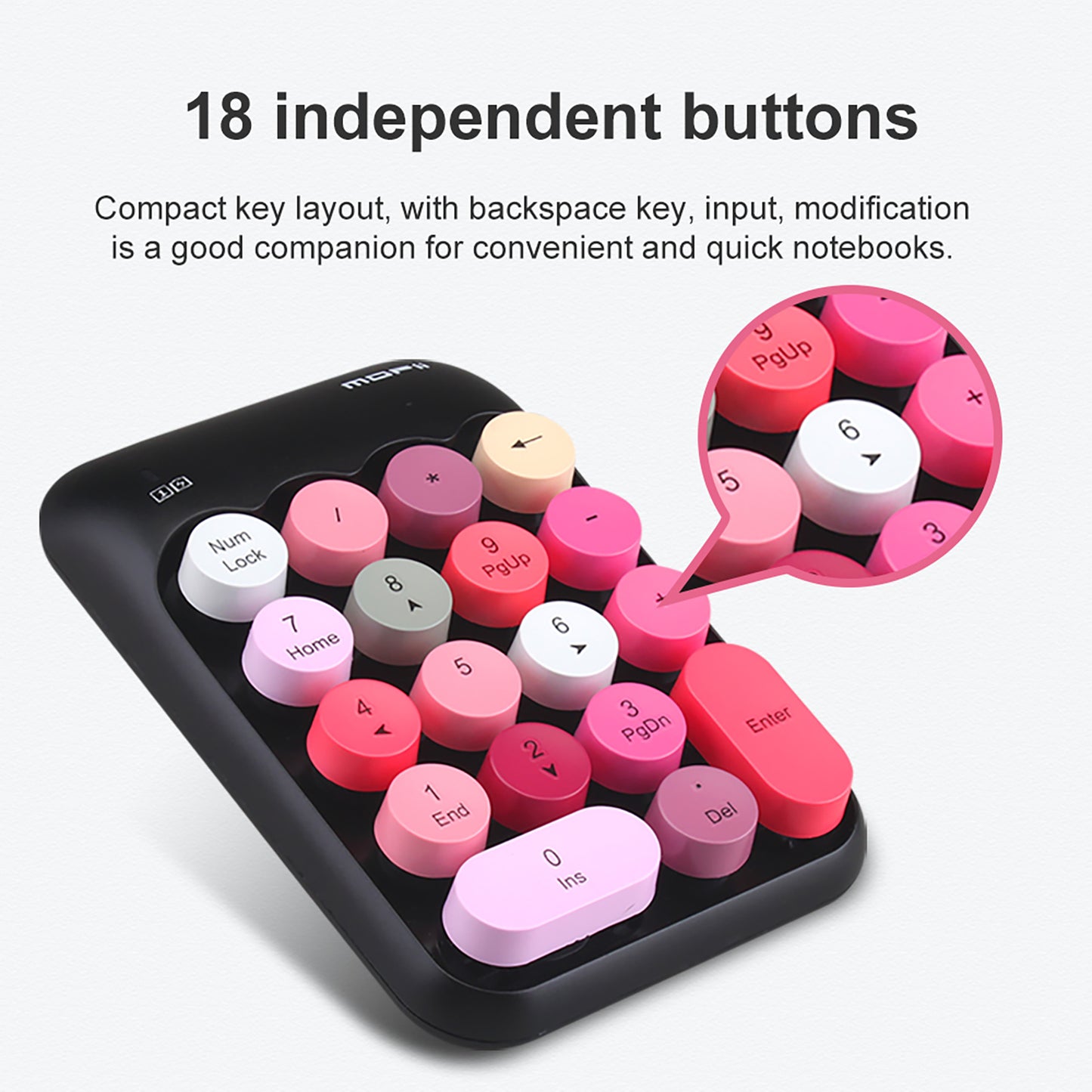 Colorful Wireless Numeric Keypad, Cute Bubble Numpad
