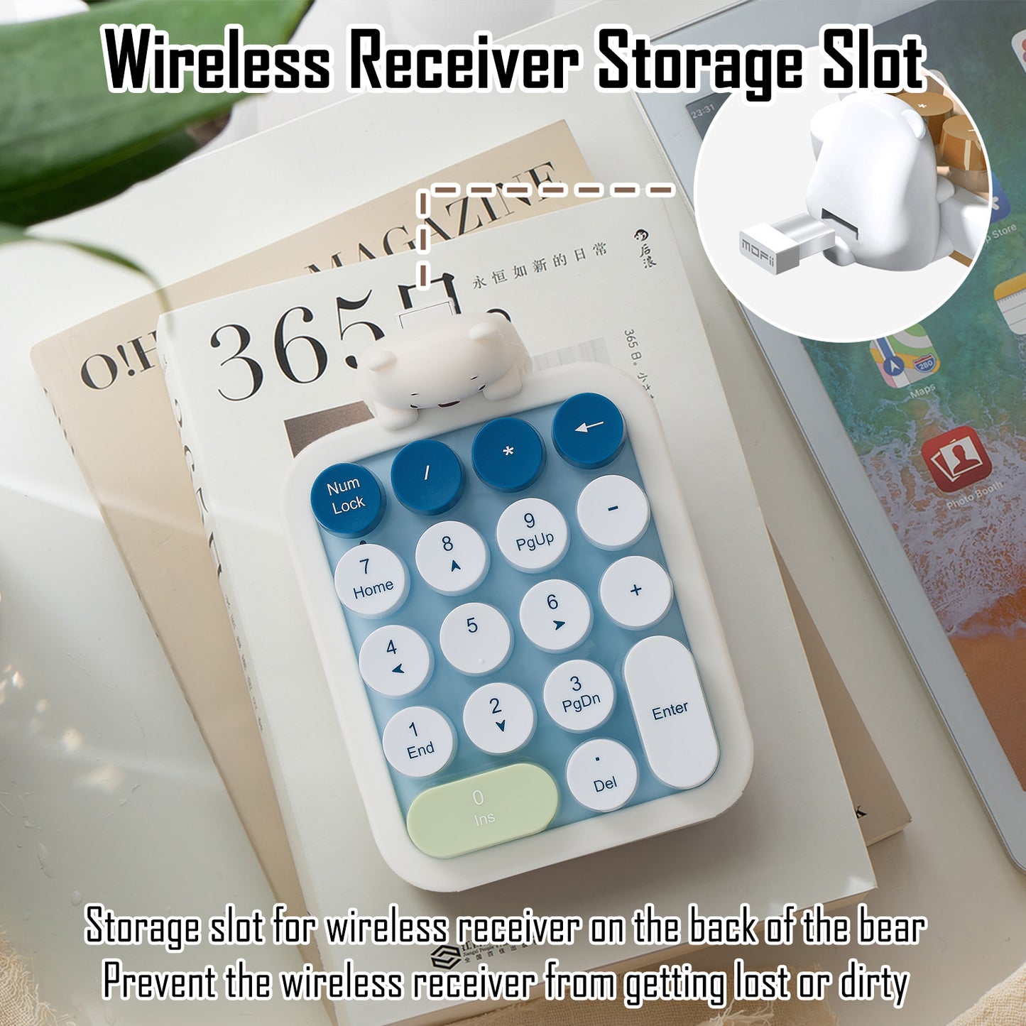 Colorful Wireless Numeric Keypad with Bear Silicone Case, Cute Bubble Numpad