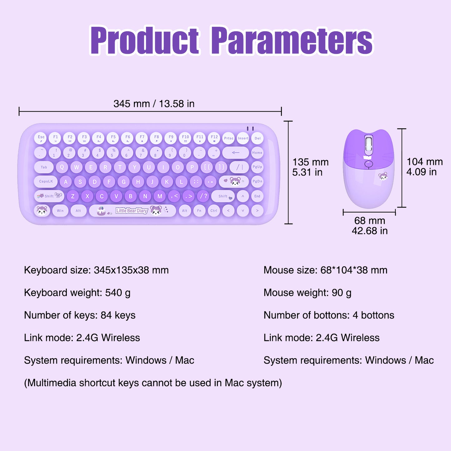 Candy Color 80% TKL Wireless Keyboard and Mouse Combo