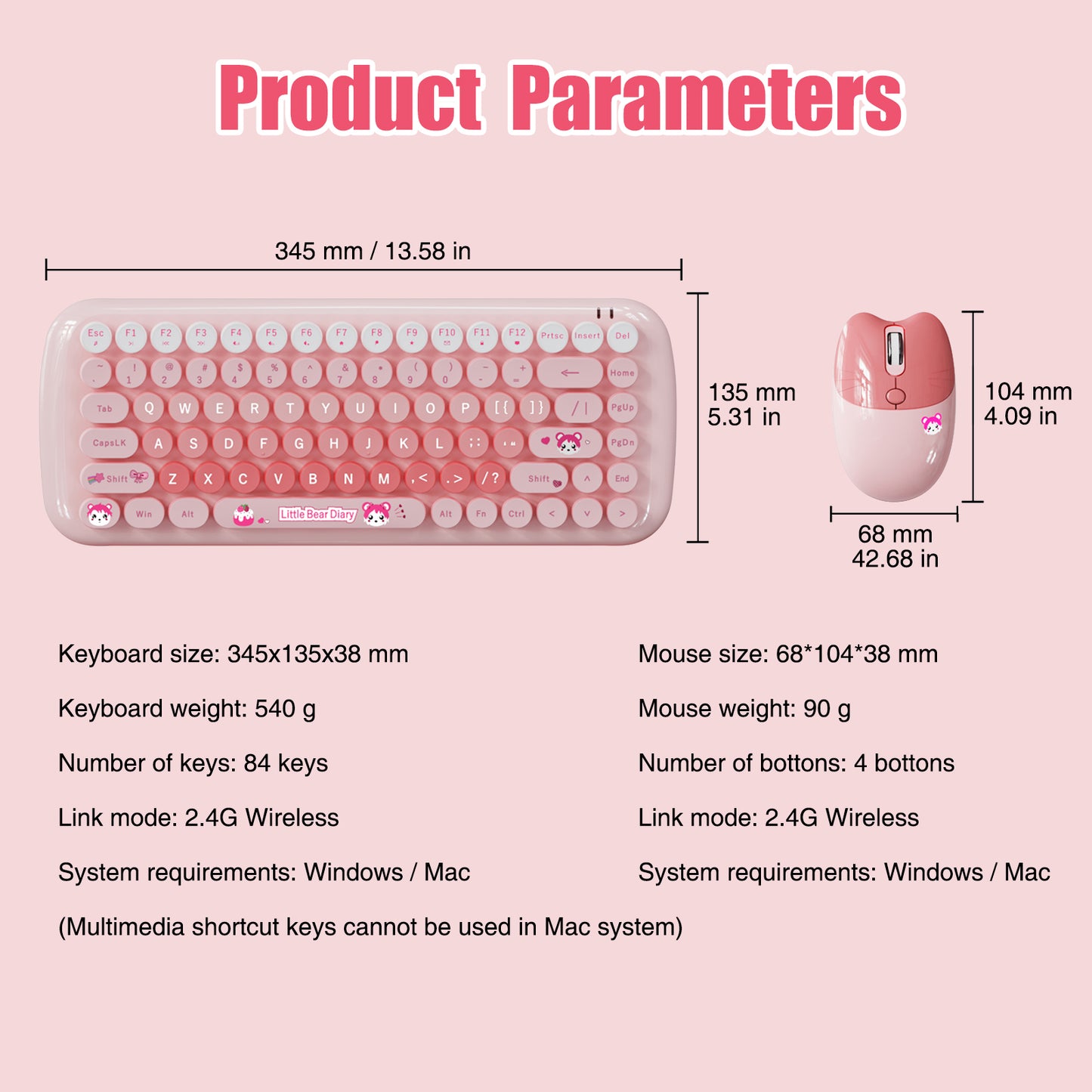 Candy Color 80% TKL Wireless Keyboard and Mouse Combo