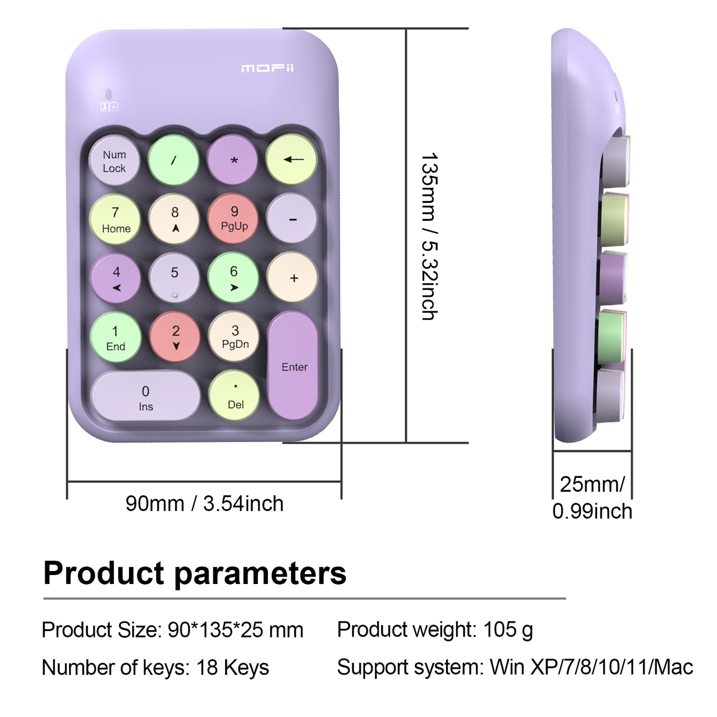 Colorful Wireless Numeric Keypad, Cute Bubble Numpad