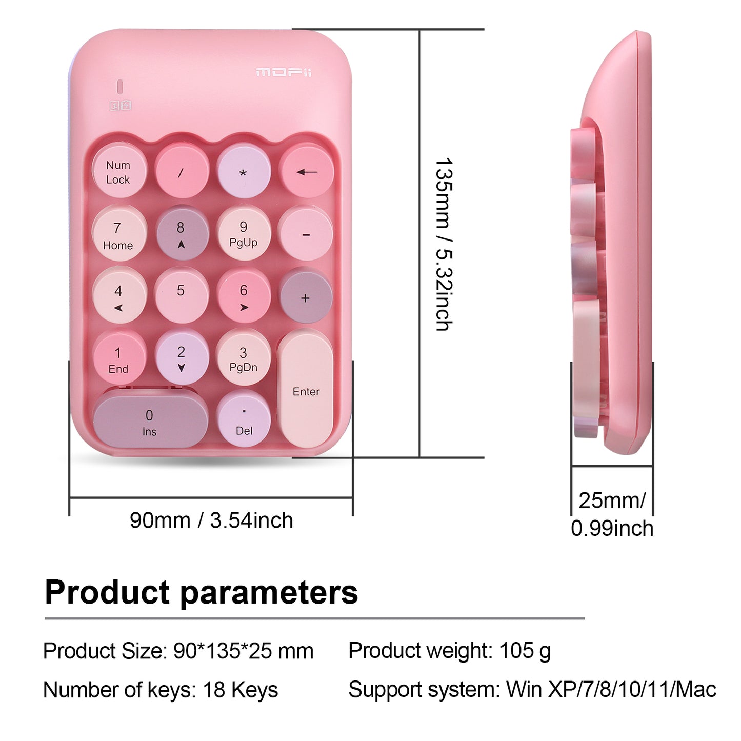 Colorful Wireless Numeric Keypad, Cute Bubble Numpad