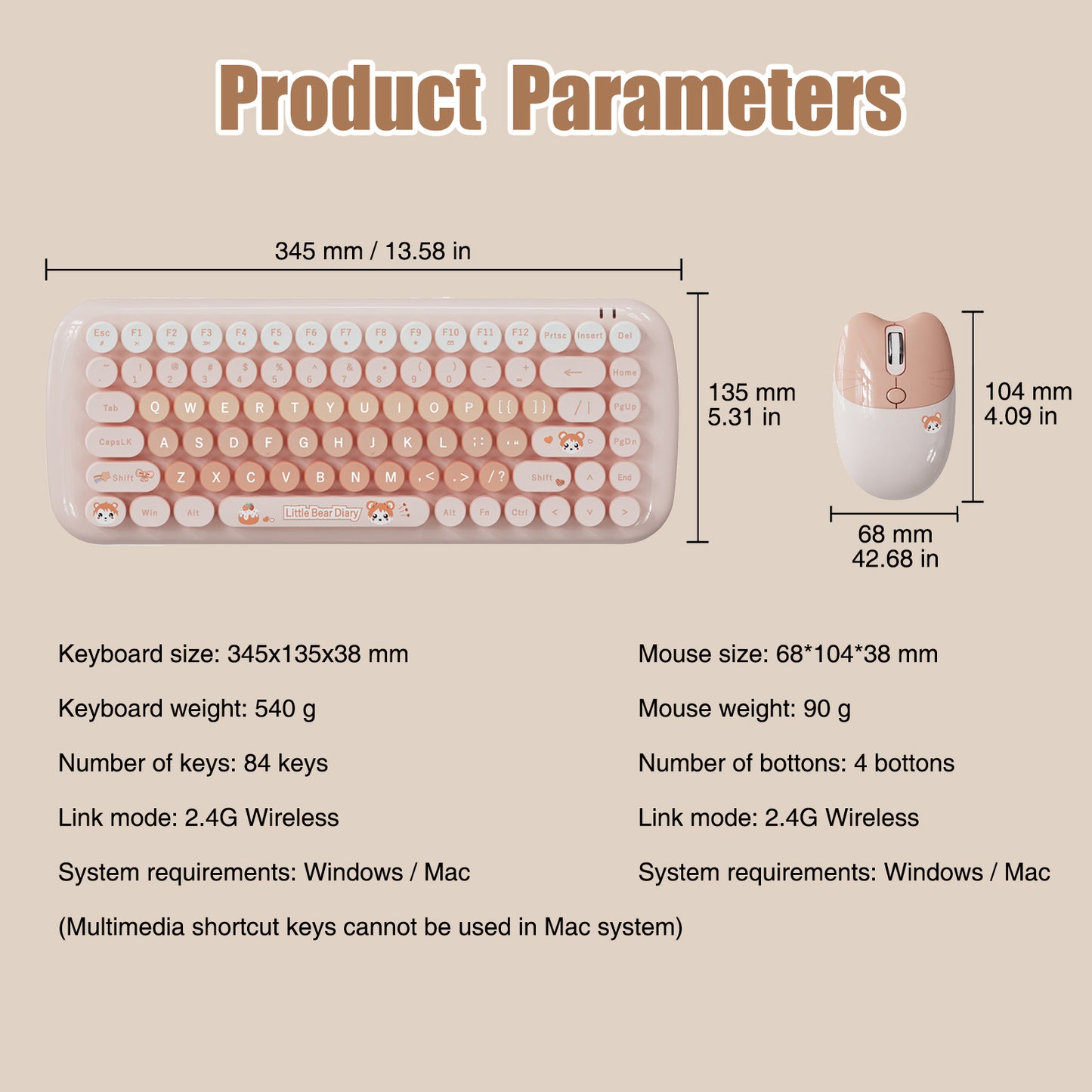 Candy Color 80% TKL Wireless Keyboard and Mouse Combo