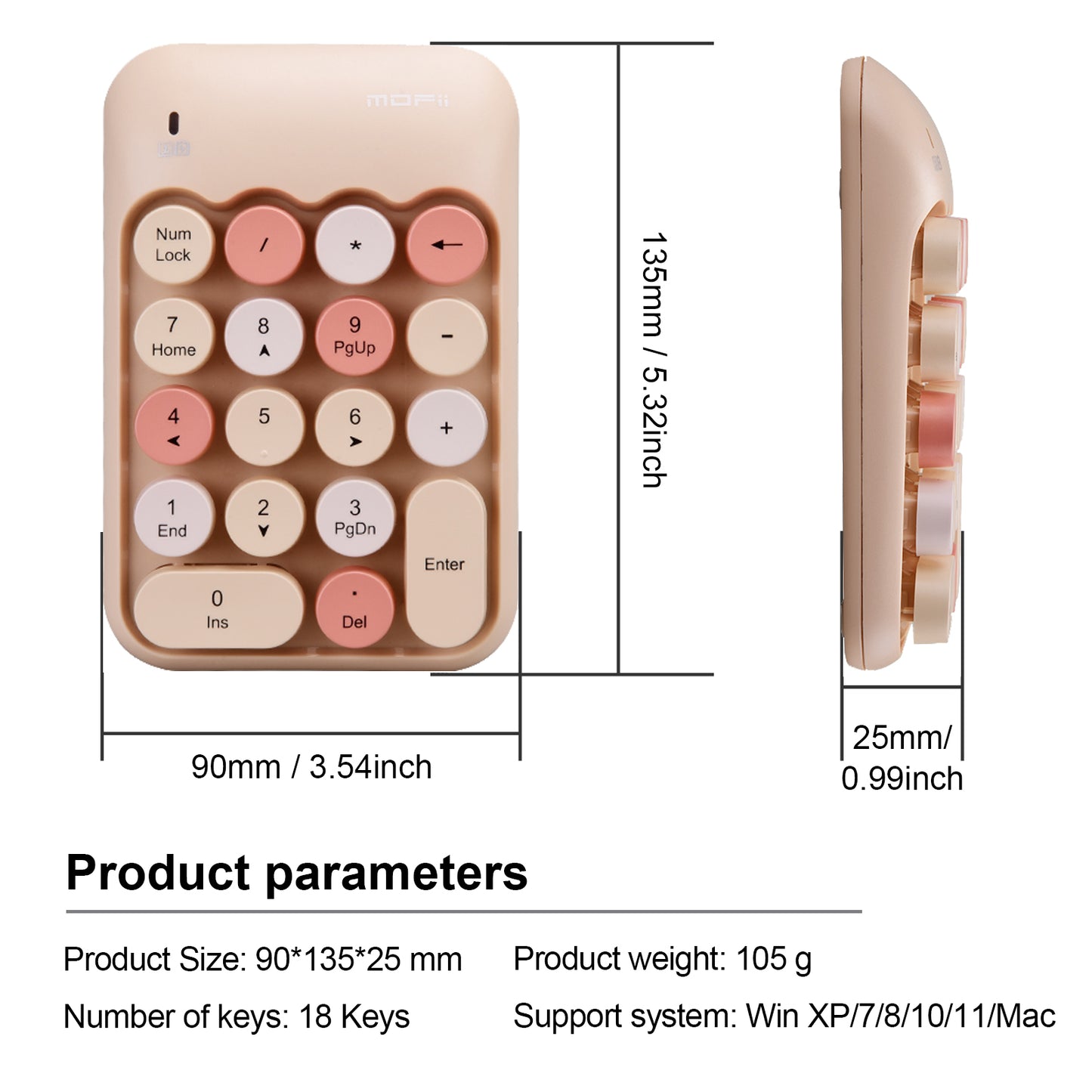 Colorful Wireless Numeric Keypad, Cute Bubble Numpad