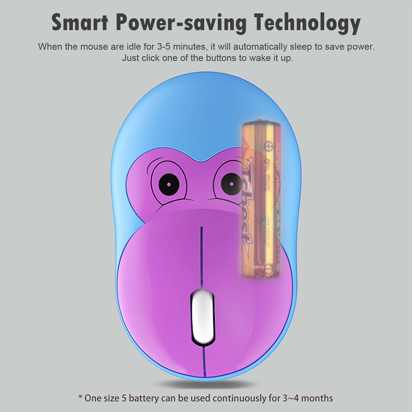 Cute Monkey Wireless Mouse, Lightweight Silent Kids Mouse