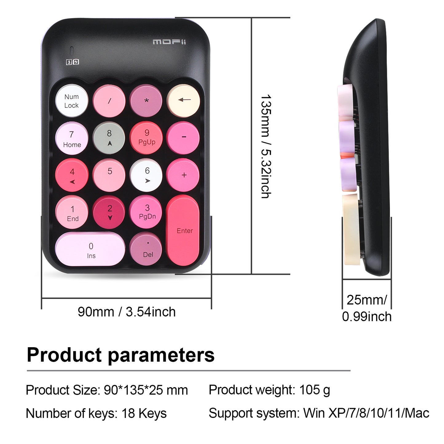 Colorful Wireless Numeric Keypad, Cute Bubble Numpad