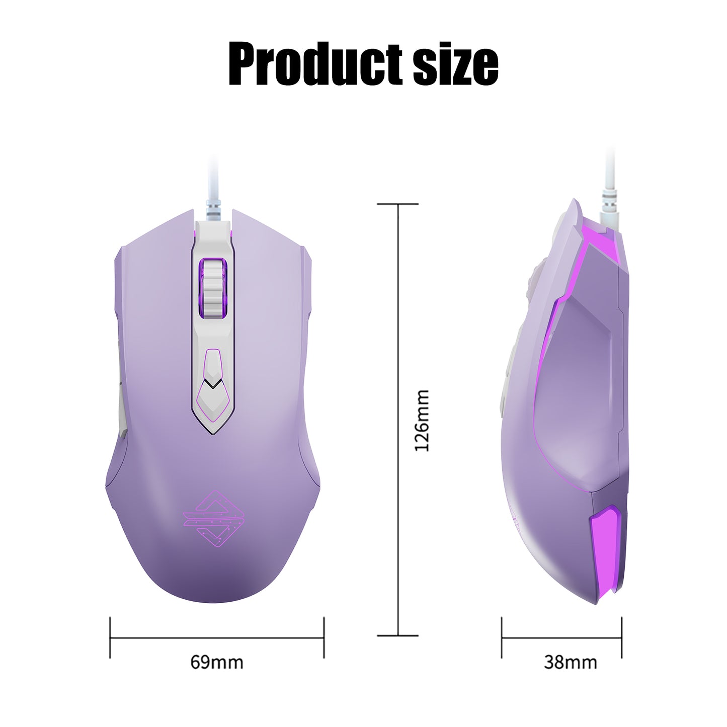 RGB Wired Gaming Mouse, Aesthetic Girls Mouse