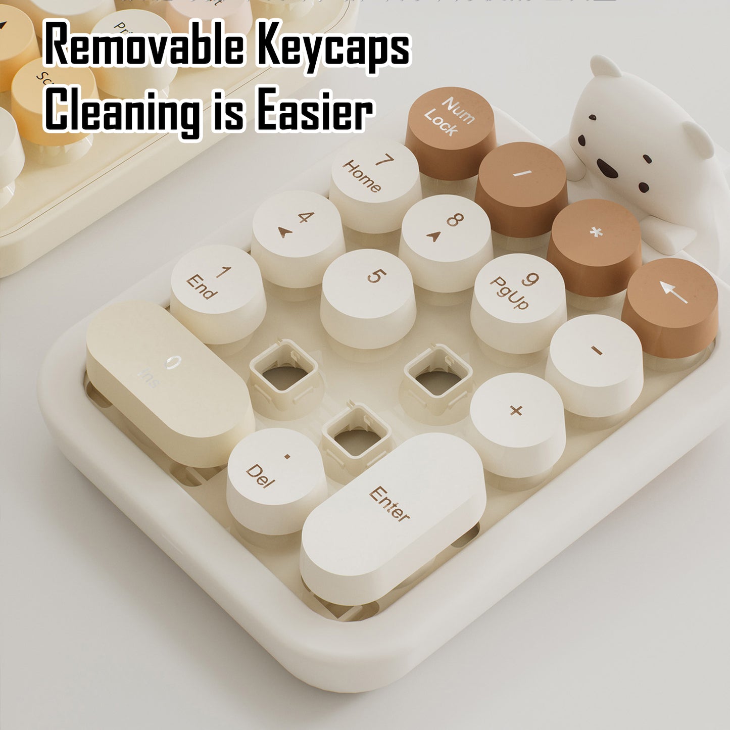 Colorful Wireless Numeric Keypad with Bear Silicone Case, Cute Bubble Numpad