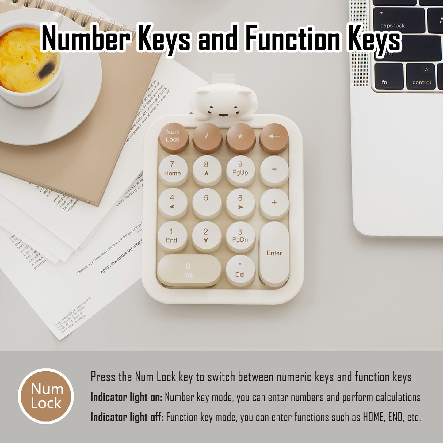 Colorful Wireless Numeric Keypad with Bear Silicone Case, Cute Bubble Numpad