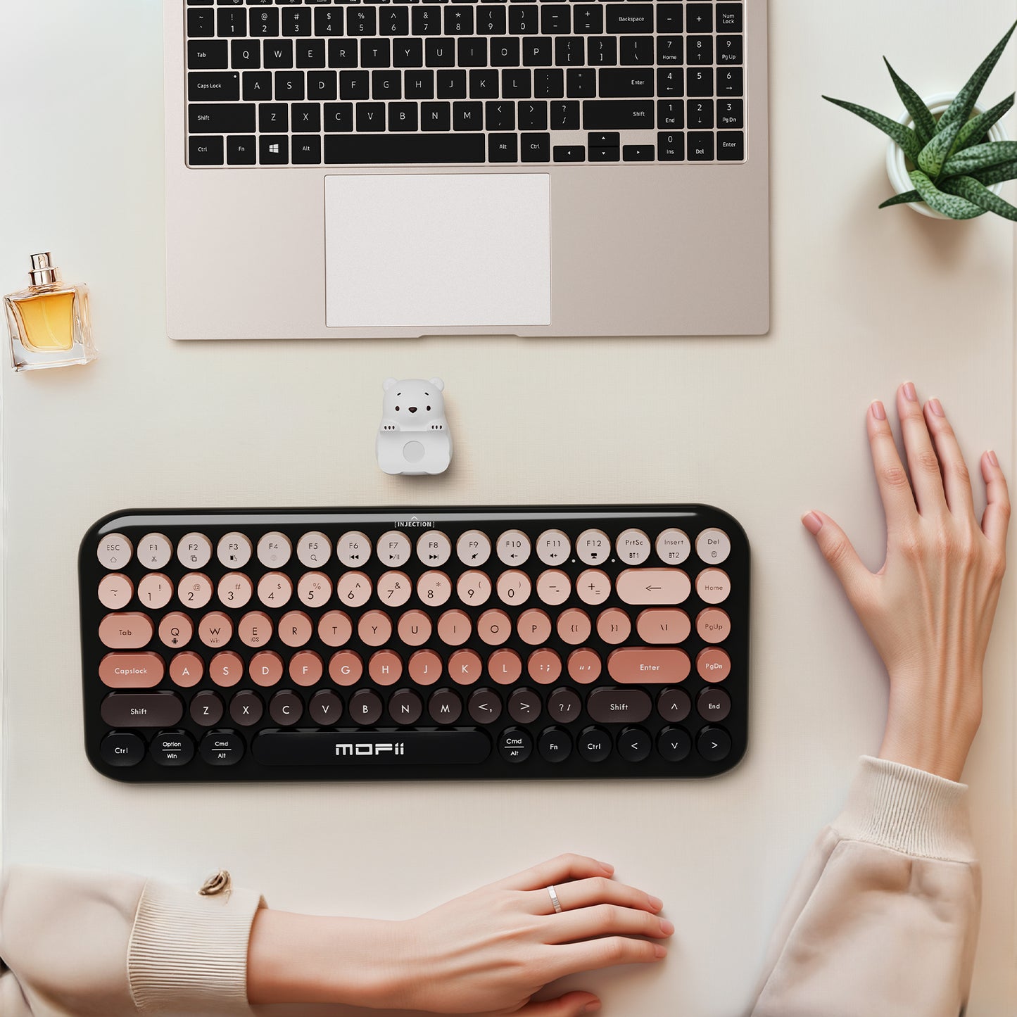 Colorful Dual Mode Wireless Keyboard with Magnetic Bear
