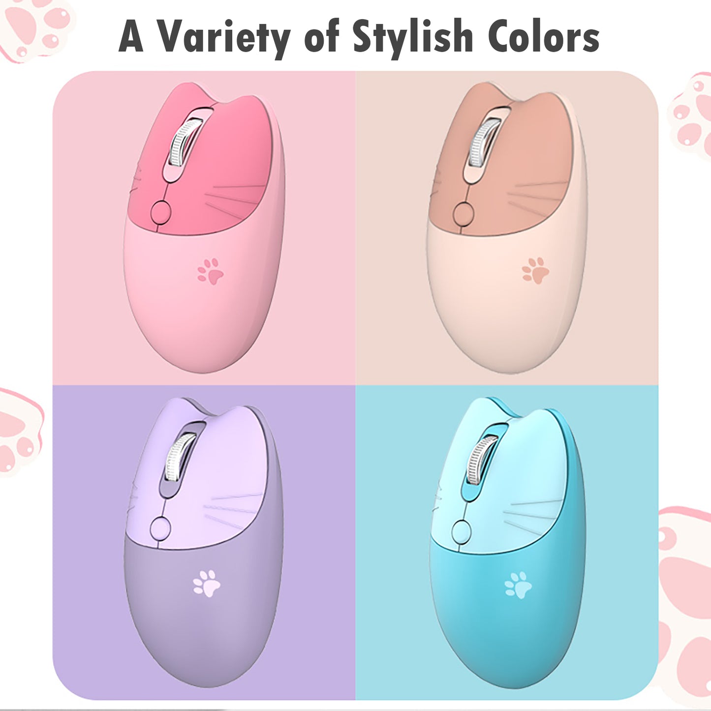 Cute Cat Wireless Mouse, Lightweight Silent Kids Mouse