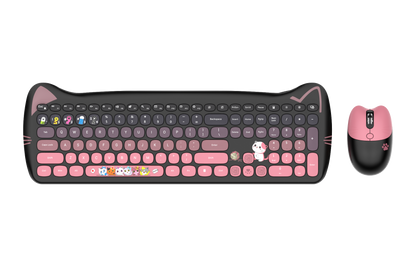 Cute Cat Full Size Wireless Keyboard and Mouse Combo
