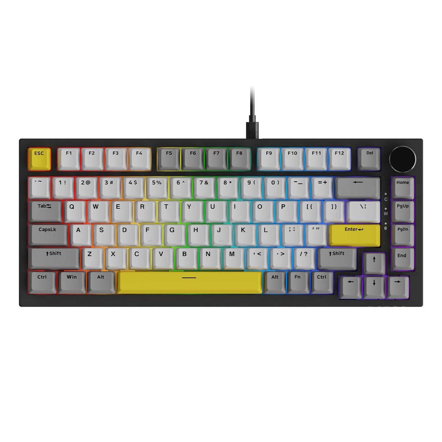AJAZZ AK820 75% Wired RGB Gasket Mechanical Keyboard with Volume Knob