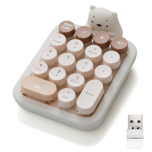 Colorful Wireless Numeric Keypad with Bear Silicone Case, Cute Bubble Numpad