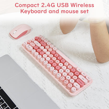Compact 68 Key Colorful Wireless Keyboard and Mouse Combo