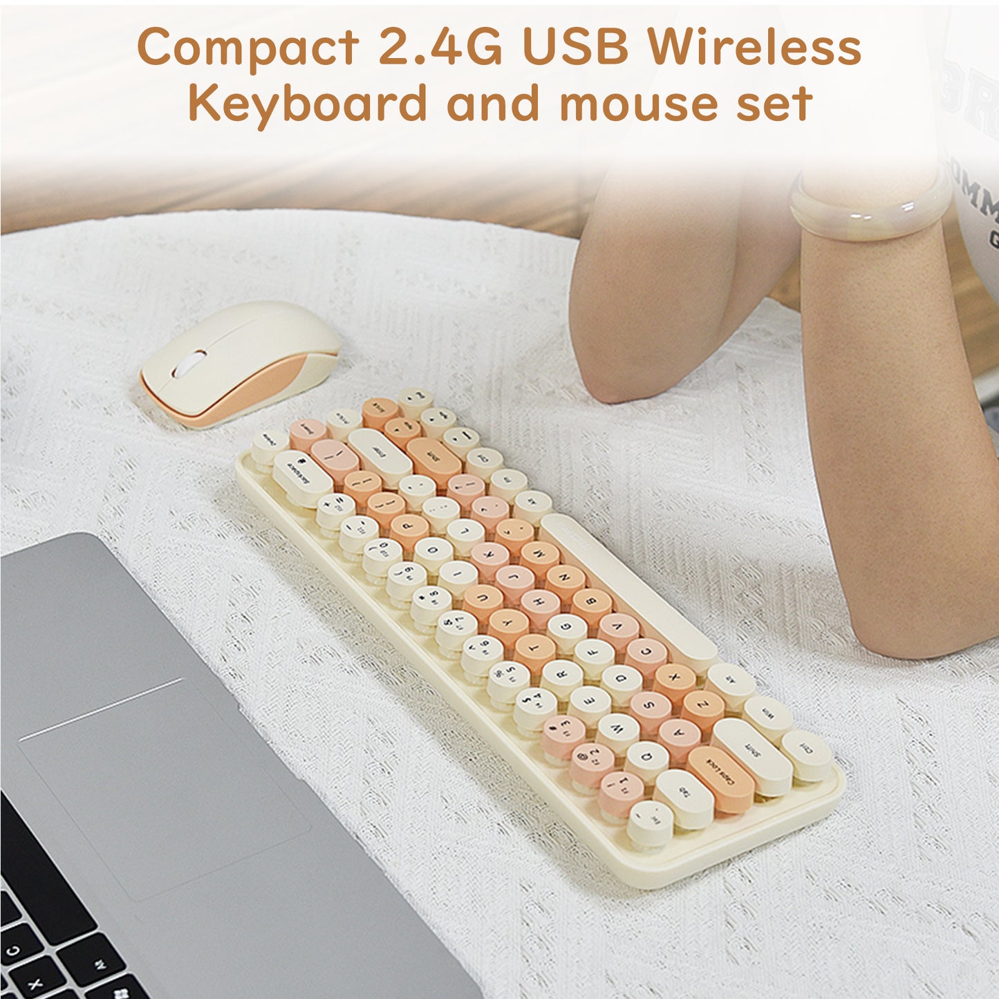 Compact 68 Key Colorful Wireless Keyboard and Mouse Combo
