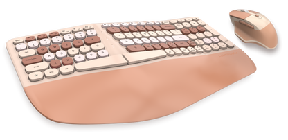 Colorful Wireless Ergonomic Keyboard and Mouse Combo with PU Wrist Rest