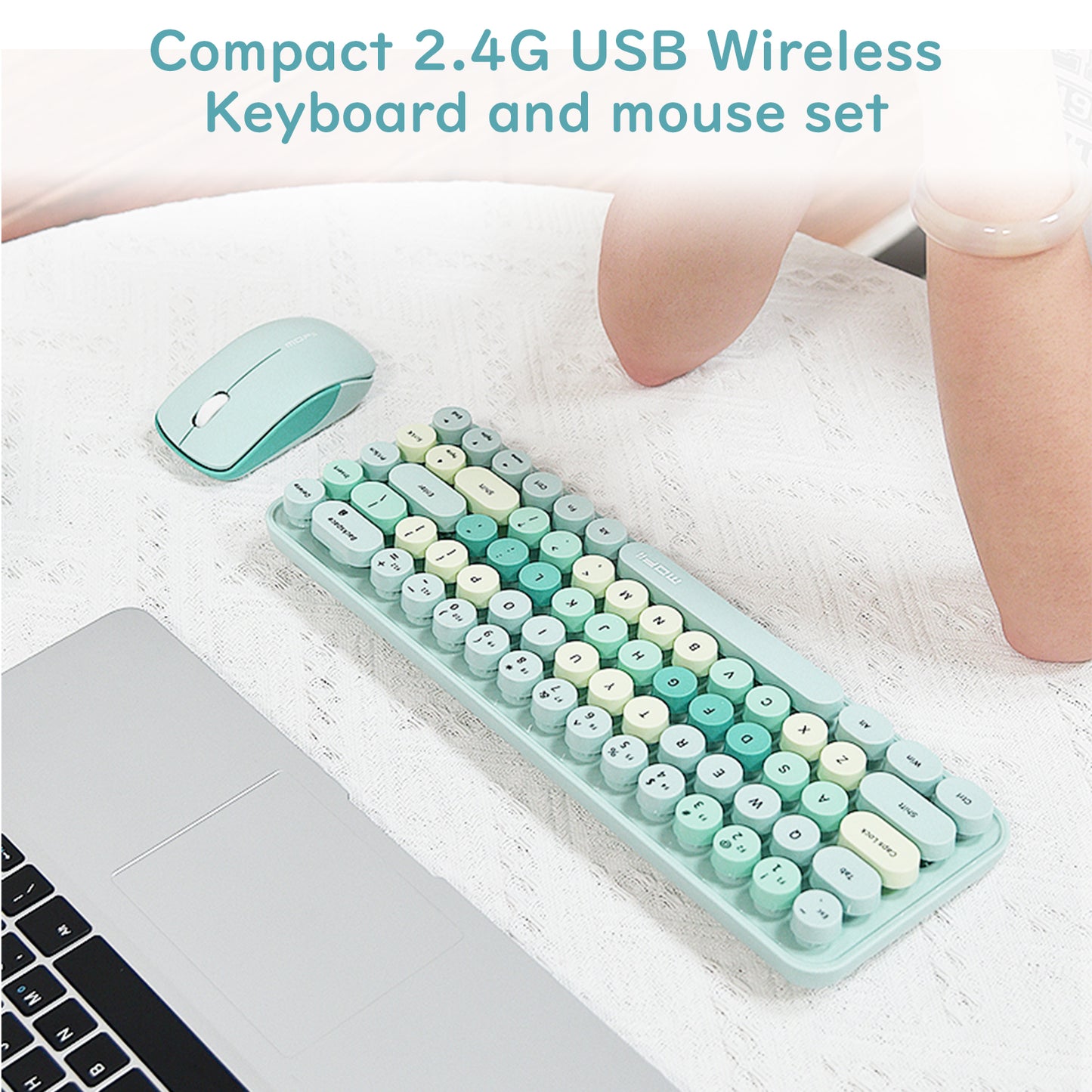 Compact 68 Key Colorful Wireless Keyboard and Mouse Combo