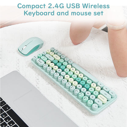 Compact 68 Key Colorful Wireless Keyboard and Mouse Combo