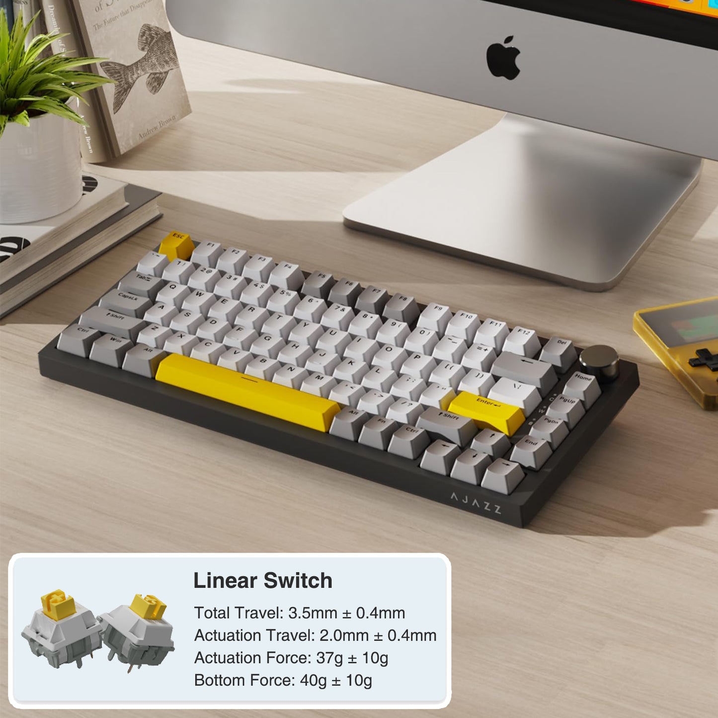AJAZZ AK820 75% Wired RGB Gasket Mechanical Keyboard with Volume Knob
