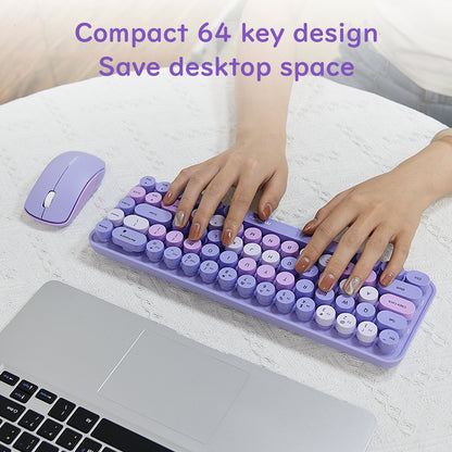 Compact 68 Key Colorful Wireless Keyboard and Mouse Combo