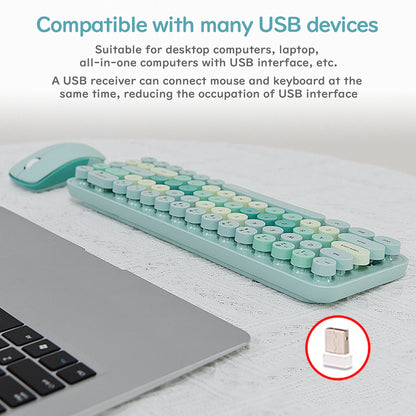 Compact 68 Key Colorful Wireless Keyboard and Mouse Combo